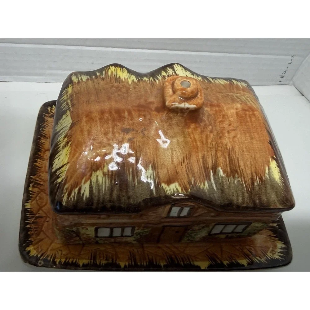 Vintage Cottage shaped butter/cheese dish - Made in England by Price Bros. PO 42